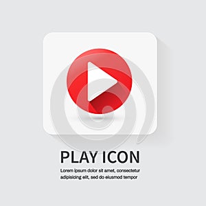 Play button icon isolated on white background. flat icon for apps and websites. Vector illustration