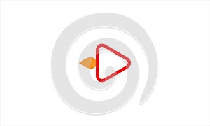 Play button icon logo vector ilustration template  in flat style