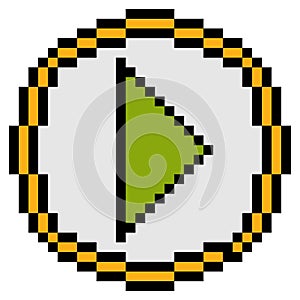 Play button icon with pixel art