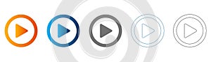 Play button icon set in flat design vector illustration