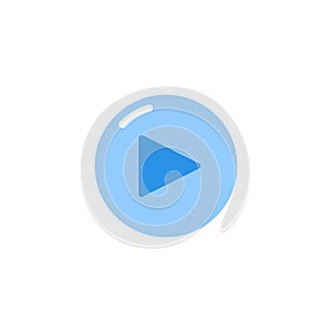 Play button icon vector blue monochrome color