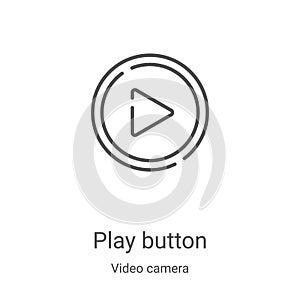 play button icon vector from video camera collection. Thin line play button outline icon vector illustration. Linear symbol for