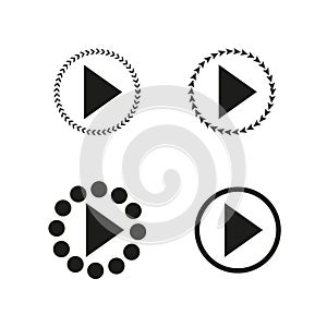 Play button icons set. Multimedia interface elements. Circular symbols collection. Vector illustration. EPS 10.