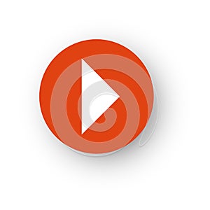 Play button. Red round icon with white triangle