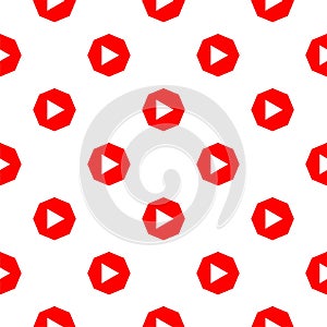 Play button seamless pattern isolated on white background