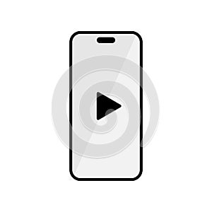 Play button on smartphone screen icon vector