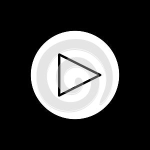 Play button. vector icon in linear style isolated on black. Audio or video icon.