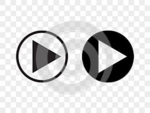 Play button vector icon, music audio video player play button circle