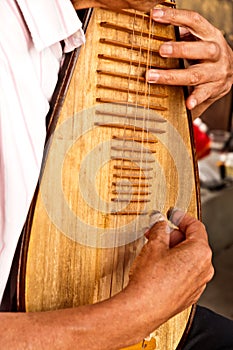 Play Chinese musical instrument pipa