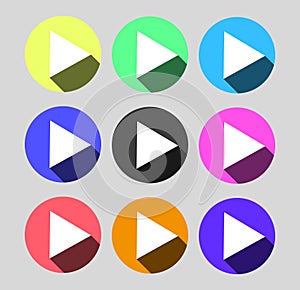 Play Circular Vector Colorful Web Icon Set Button