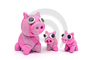 Play doh Family Pig on white background photo