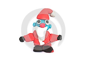 Play doh sculpture of Santa Claus on white background