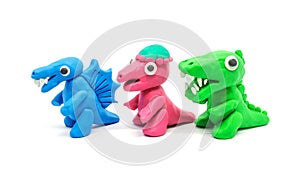 Play doh Tyrannosaurus Spinosaurus Pachycephalosaurus on white b