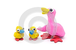 Play dough Duck mather and son on white background