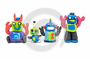 Play dough group robot on white background