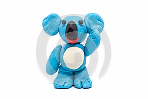 Play dough Koala bear on white background. Handmade clay plasticine