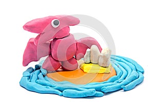 Play dough Pteranodon on white background