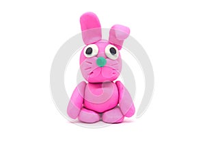 Play dough rabbit on white background