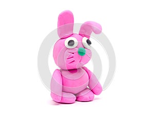 Play dough rabbit on white background