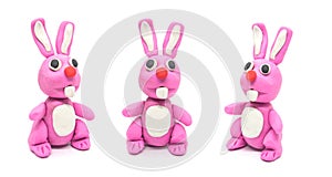 Play dough rabbit on white background