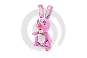Play dough rabbit on white background