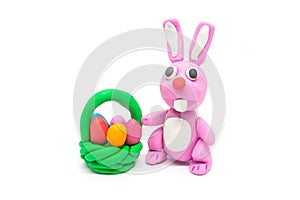 Play dough rabbit on white background