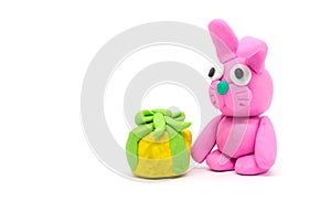 Play dough rabbit on white background