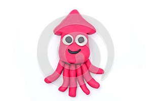 Play dough squid on white background