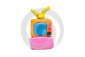 Play dough televisions on white background