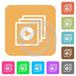 Play files rounded square flat icons