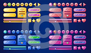 Play game interface button ui icon vector design