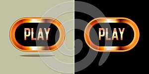 Play Gold button. VIP luxury button Play. Vector illustration.