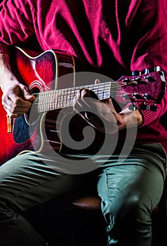 Play the guitar. Live music. Music concept. Electric guitar, string, guitarist, musician rock. Music festival