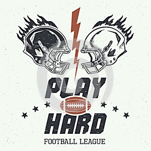 Play hard american football illustration