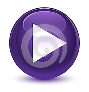 Play icon glassy purple round button