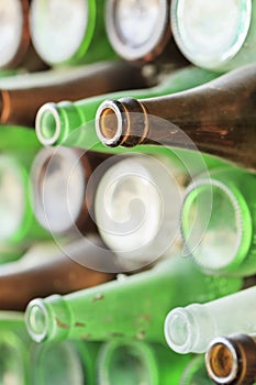 Play of light, reflection and transparancy on beer bottles photo