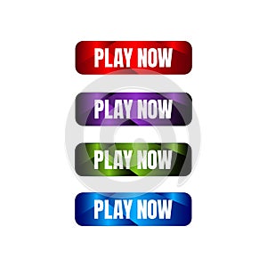 play now button four colored editable call to action buttons vector illustrations