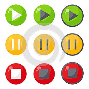 Play, Start, Pause, Stop button set vector illustration graphics