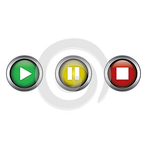 Play, Pause and Stop buttons collection vector design