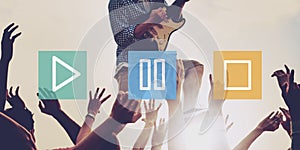 Play Pause Stop Multimedia Entertainment Control Concept