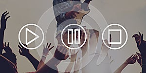 Play Pause Stop Multimedia Entertainment Control Concept