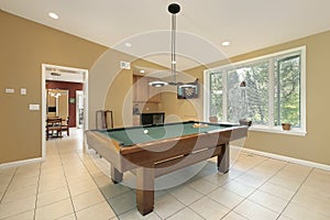 Play room with pool table