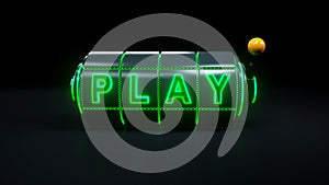 Play Slot Machine Gambling Concept, Casino Play Concept - 3D Illustration