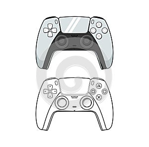 Play Station 5 Game Console Stick Controller Design Illustration