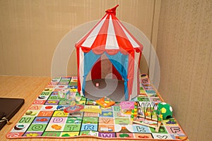 Play tent in interior of children`s room