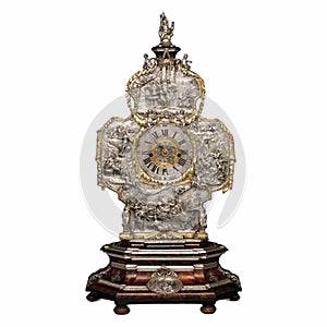 mantel silver clock ca. 1700s photo