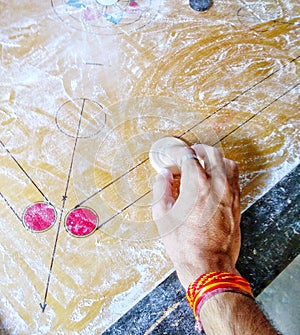 Play  time,  hand on carom board with selective focus.