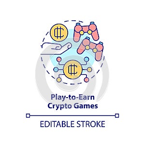 Play to earn crypto games concept icon