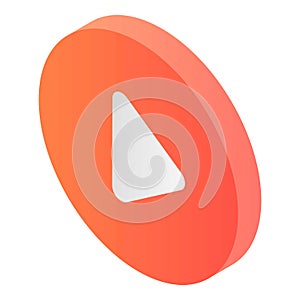 Play video button icon, isometric style