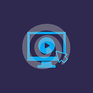 Play video button on screen vector icon